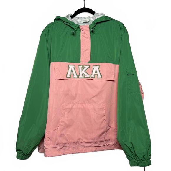 Green and Pink AKA Windbreaker Jacket with Hood - Picture 3 of 6